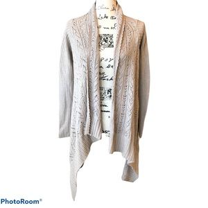 Moda International light tan Open Knit cardigan sweater
